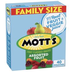 Mott's Fruit Flavored Snacks, Assorted Fruit, Family Pack, Gluten Free, Stocking Stuffer, 40 ct